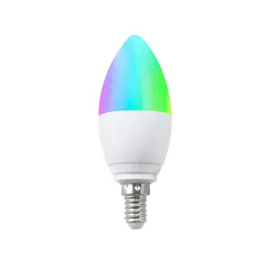 Tuya Bohlam Lampu LED, Lampu LED Lilin RGBCW WiFi Cerdas dengan Kontrol Suara PST-JL06