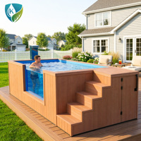 Piscine hors sol rectangulaire en fibre de verre pour enfants et familles, utilisation en extérieur dans le jardin