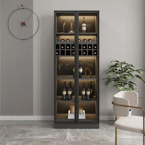 Meuble à vin avec cadre en profilé d'aluminium, étagère de rangement pour vin, vitrine à vin avec porte en verre pour <span class=keywords><strong>bar</strong></span> à domicile, salon - Product Image 5