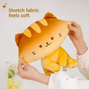 Groothandel Zachte Kristal Fluweel Toast Katten Pluche Knuffel met Granulaatvulling Brood Kat Kussen voor Promotionele Cadeaus - Product Image 3