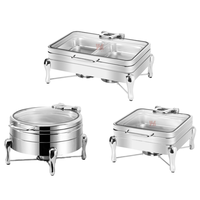 Liyunda luxe noir titane argent acier inoxydable rond Buffet plus chaud ensemble hôtel utiliser Bain Marie pour réchauffer l'équipement de maintien