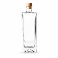 Bouteille de liqueur en verre rectangulaire transparente de 500 ml avec base en forme de montagne pour l'emballage personnalisé de whisky et de vodka, marque BOXUN