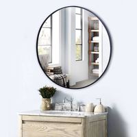 Miroir de salle de bain rond avec cadre en aluminium, miroir de vanité mural circulaire, miroir à cadre métallique circulaire de 60 cm, verre haute définition
