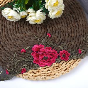 Tissu en dentelle florale brodée en maille <span class=keywords><strong>noire</strong></span> en gros pour sous-vêtements, vêtements, chemises de nuit, poupée <span class=keywords><strong>Barbie</strong></span>, 20 cm de large, dentelle africaine - Product Image 3