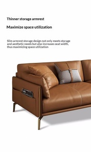 Moderno Juego de Sofá de Cuero Marrón de <span class=keywords><strong>3</strong></span> <span class=keywords><strong>Plazas</strong></span>, Sillón Otomano, Muebles de Sala de Estar de Lujo, Asientos Espaciosos - Product Image 5