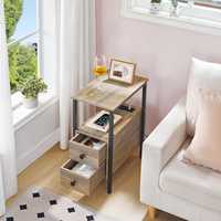 Table de chevet étroite en gros avec 2 tiroirs, table de chambre mince avec deux tiroirs, table de chevet fine avec 2 tiroirs pour chambre à coucher
