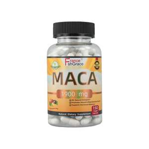 Capsules de racine de maca noire, jaune et rouge personnalisées, 1900 mg, véganes, non-OGM, sans gluten, force maximale, capsules de poudre de racine de maca biologique - Product Image 1