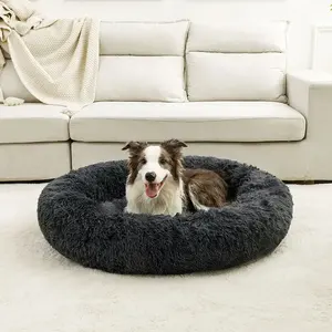 Lit long en peluche doux et écologique pour chien Meilleur canapé de couchage d'hiver pour chiens et chats <span class=keywords><strong>Panier</strong></span> de produits pour animaux de compagnie à motif solide - Product Image 3