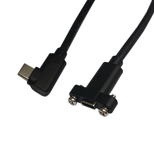 Câble d'extension USB-C mâle vers femelle à angle droit avec vis, charge rapide 3.1C, fil de cuivre moulé par injection - Product Image 2