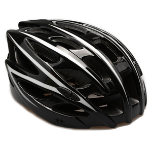 Casque de vélo moulé en une seule pièce, unisexe, respirant, avec 26 plus ouvertures d'aération, motif rayé noir - Product Image 1