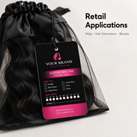 Étiquettes personnalisées imprimées pour perruques, étiquettes volantes en papier à marque privée avec logo pour emballages d'extensions de cheveux naturels