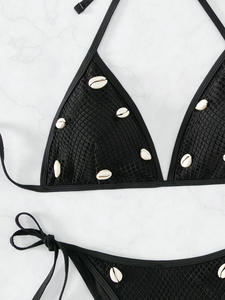 Xuanlang – maillot <span class=keywords><strong>de</strong></span> <span class=keywords><strong>bain</strong></span> deux pièces en tulle, détail coquillages, Mini, Micro, Bikini, ras-du-cou, pour femmes, C3503 # - Product Image 5