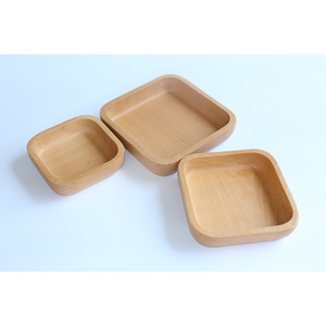 Japanese Style Wooden Square Plate Set Beech Wood Handmade Serving Tray For <b>Dessert</b> Salad Hotel Use - Product Image 2