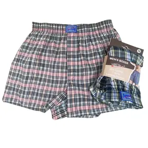 Heren Geweven Boxershort Ademende Heren Korte Broek Geruit Puur Katoenen 100% Ondergoed Mannen Mode Broek Strand Korte Geruite Broek