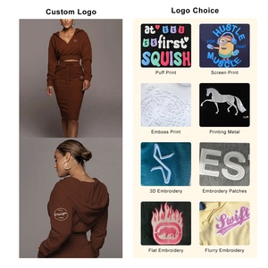 Conjunto <span class=keywords><strong>de</strong></span> Dos Piezas <span class=keywords><strong>de</strong></span> Falda Ajustada al Cuerpo con Cintura Alta y Top Corto Elástico con Capucha y Cuello en V, Conjunto <span class=keywords><strong>de</strong></span> Falda y Top Ajustado, Trajes Deportivos - Product Image 5