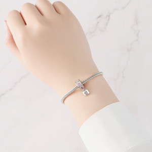 White copper <b>infinity</b> symbol heart box positioning buckle, niche design DIY <b>bracelet</b>, accessory pendant for women - Product Image 6