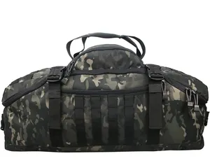 A camuflagem duffle o saco do fim de semana para a mão exterior leva o saco do curso com alças