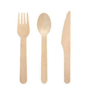 Juego de cubiertos desechables de madera personalizado de 160mm ecológico moderno Kit elegante biodegradable para fiestas infantiles - Product Image 1