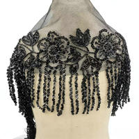 Dentelle de tulle 3D de luxe de haute qualité avec broderie florale et pompons en perles de verre