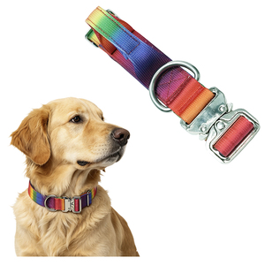 Colorful Ombre Dog <b>Collar</b> Deluxe Premium <b>Metal</b> Accessories With Grips Pet Dog <b>Collar</b> Set Pet Supplies - Product Image 1