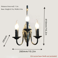 Applique Murale LED Rétro Européenne à 3 Lumières en Fer Bronze Antique pour Hôtel, Chevet, Couloir, Décoration Commerciale, Éclairage Mural