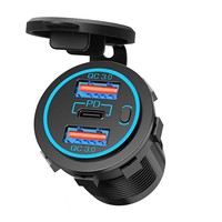 Chargeur de voiture 12V 24V avec 3 ports USB, double QC 3.0, charge rapide, prise USB marine, QC3.0 18W, type C PD 30W