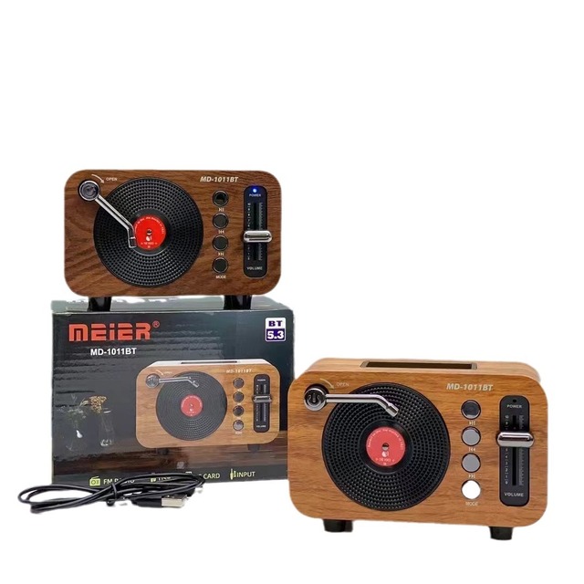 New Foreign Trade MD1011BT Classic Retro Wooden for Speaker Outdoor Wireless Radio Subwoofer Card-Reading 5W Audio System