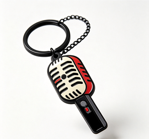 Metal Microphone Key Chain Enamel <b>Charm</b> Pendant <b>Keyring</b> Custom Logo Gift Accessory - Product Image 3