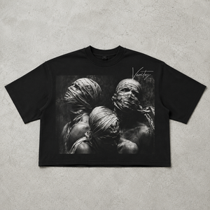T-shirt Homme Noir Oversize Court Personnalisé en Coton Épais avec Impression Photo Graphique Coupe Boxy Streetwear Marque Privée - Product Image 1