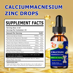 Gouttes liquides à la saveur de banane avec vitamine D3, K2, algues marines et calcium pour améliorer la densité et la force osseuses, soutient la fonction immunitaire - Product Image 3