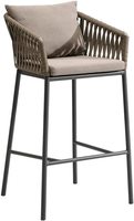 Chaise haute de bistrot d'extérieur empilable en corde tressée, tabouret de bar d'extérieur en aluminium et corde