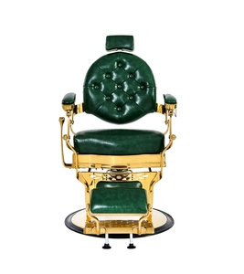 Sillón de Barbería Hidráulico Verde Dorado Vintage, Muebles Reclinables para Salón - Product Image 3