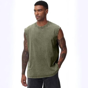 <span class=keywords><strong>Gilet</strong></span> <span class=keywords><strong>sans</strong></span> manches <span class=keywords><strong>en</strong></span> coton peigné lavé 230G respirant et anti-humidité <span class=keywords><strong>pour</strong></span> <span class=keywords><strong>homme</strong></span> – Style rétro col rond streetwear épais <span class=keywords><strong>pour</strong></span> l'été - Product Image 2