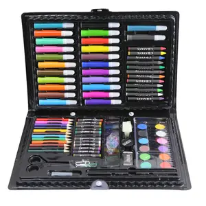 Coffret artistique en plastique pour peinture pour enfants, emballage sur boîte personnalisée, matériau de couleur, Type original, écriture colorée, 86 pièces