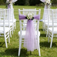 Rubans de chaise en tulle transparent pour mariage, en maille de polyester, pour décoration de dossier de chaise extérieure, rubans de chaise en forme de fleur, couvre-chaise décoratif
