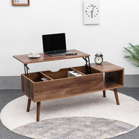 Table basse élévatrice vintage du milieu du siècle Design moderne vieilli avec rangement caché meubles de maison en bois extensibles