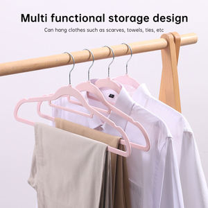 Ledol-Lot <span class=keywords><strong>de</strong></span> 50 cintres antidérapants en velours floqué avec barre <span class=keywords><strong>de</strong></span> cravate et écharpe - Product Image 5