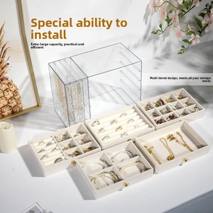 Transparent Acrylic Rectangular Multi-Layer Earring Necklace <b>Storage</b> <b>Box</b> Dustproof <b>Drawer</b> Closure European-American Jewelry - Product Image 4