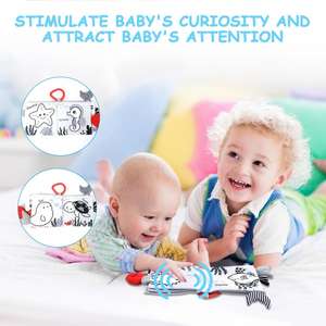Libro de Tela Arrugada para Bebés de 0 a 18 Meses, Libro Sensorial, Juguetes para la Dentición, Tiempo Boca Abajo para Bebés - Product Image 4
