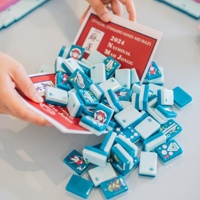 Set Poker Akrilik Lipat 2 Lapis Premium Warna Teal untuk Olahraga Musim Dingin, Apres Ski Club American Mahjong Tiles