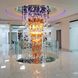 Longs lustres <span class=keywords><strong>18</strong></span> Art contemporain décor verre soufflé pièces en verre clair grand hall d'hôtel moderne 50 plume de feuille sur mesure 3000 - Product Image 5