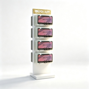 Floor Standing Double Sided <b>Rotating</b> <b>Display</b> <b>Stand</b> for Makeup Brush Set Custom Metal Cosmetic Retail <b>Display</b> Rack - Product Image 1