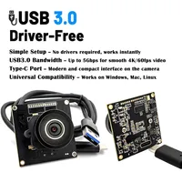 Cámara Industrial IMX678 60fps 4K, Módulo con Protocolo UVC, Sin Controladores, Interfaz Tipo-C, Lente M12 con Montura S, Compatible con Detección Facial