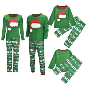 2023 venta al por mayor ropa de dormir de Navidad personalizada mujeres hombres ropa de dormir conjunto de pijamas de Navidad de algodón conjunto barato para Tallas grandes