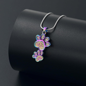 Perhiasan kremasi hewan peliharaan untuk abu untuk anjing/kucing kalung guci cetak kaki ganda untuk Kalung guci abu kenangan - Product Image 6