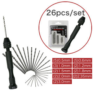 Ensemble de forets à manivelle noirs de 26 pièces de 0,3 à 3,4 mm, comprenant 10 forets à manivelle - Product Image 3