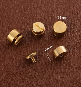 Pieds de sac en laiton massif, vis à tête plate, rivets métalliques pour la protection du fond des sacs à main, clous pour le cuir, bricolage - Product Image 2