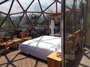 Dôme de glamping en PVC imperméable et ignifuge, cabane géodésique en forme d'étoile avec terrasse en bois pour hôtel de villégiature en plein air, personnalisable - Product Image 5