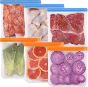 Huamaohengchun Lot de 6 sacs de congélation réutilisables de 1 gallon en PE, style classique, étanches, compatibles lave-vaisselle, sans BPA, pour le stockage des aliments - Product Image 5