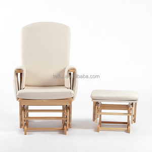 Silla mecedora para bebés lactantes con cojín beige - Product Image 4